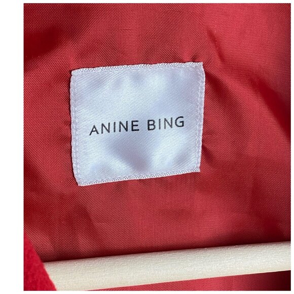 ANINE BING Red Moto Jacket Women's Size M Zip Front Biker Coat - Picture 3 of 9